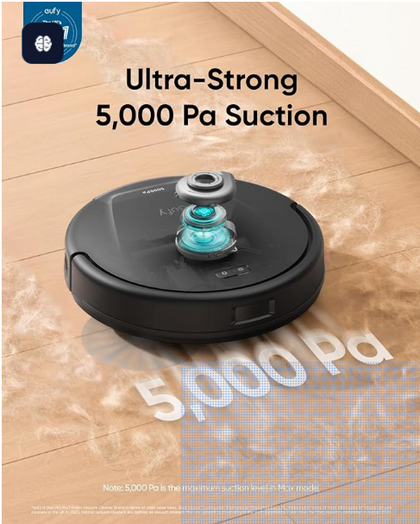 eufy L60 Hybrid Robot Vacuum Cleaner with Mop, Ultra Strong 5,000 Pa Suction to Remove Hair, Dust, iPath Laser Navigation, For Deep Floor Cleaning, Ideal for Hard Floors