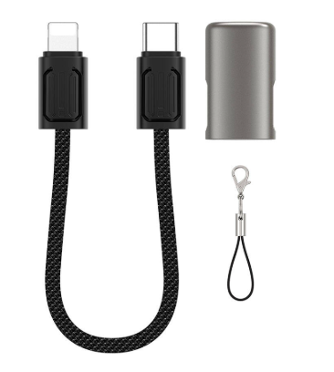 60W USB-C to USB-C Concise Zinc Alloy Fast Charging Cable 15cm Long, Wiwu Wi-C040 - Black