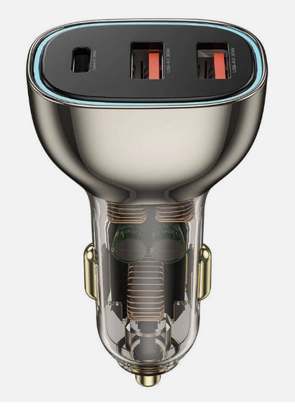 WIWU Wi-QC013 90W PD+QC Kirsite Geek Fast Car Charger Dual USB+Type-C - Black