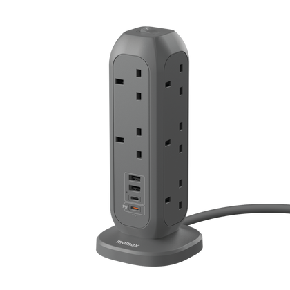 Momax Oneplug 11-Outlet Power Strip with 2 USB-A and 2 USB-C 2M - Black