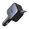 UGREEN 90W Car Charger Fast Charging 3 Ports with Retractable Type C Cable
