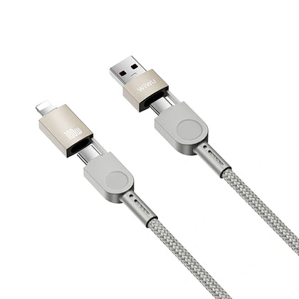 WiWU Wi-C051 Raptor 100W 4 in 1 Fast Charging 1.2 M Cable - Titanium