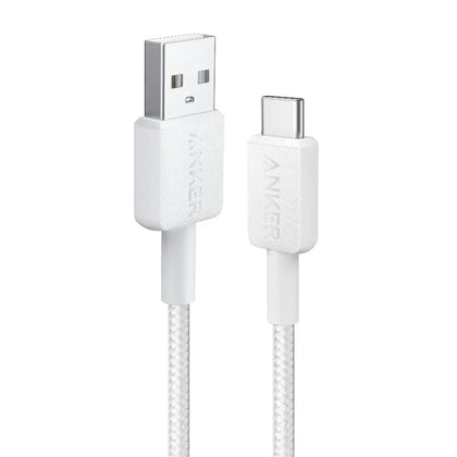 Anker 322 Braided USB-A to USB-C Cable (3 ft / 0.9 m, White) – Model A81H5H21