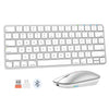 Meetion iKey C210 Wireless Keyboard + Mouse-Bluetooth + 2.4G-for Mac, Multi Devices Quiet Slim Rechargeable -Arabic & English-White