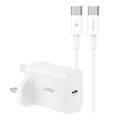 Lanex 30W Adapter with TypeC to TypeC Cable 1m