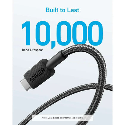 Anker 322 Braided USB-A to USB-C Cable (3 ft / 0.9 m, White) – Model A81H5H21