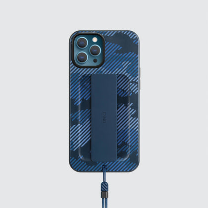 Uniq Iphone 12/12 Pro Hybrid Heldro Designer Edition Case / Cover  - Marine Camo - كفر حماية مع قبضه من شركة يونيك