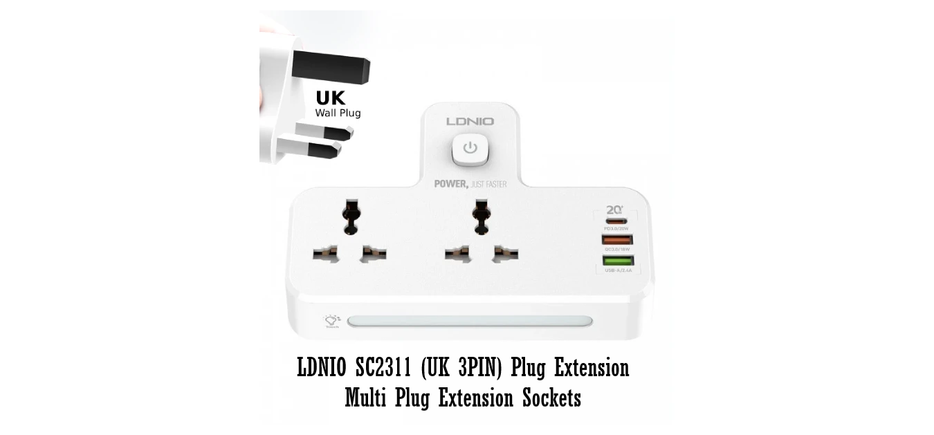LDNIO SC2311 20W 3-Port USB Charger Power Socket (3 pin Socket)