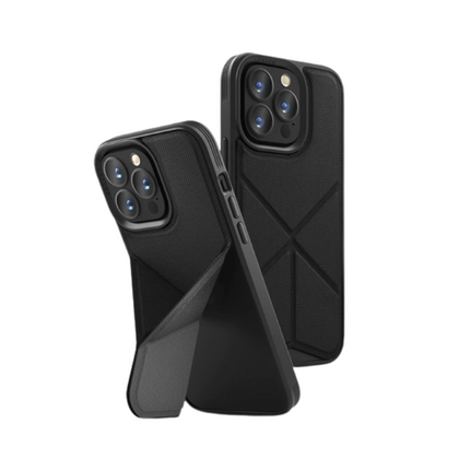 Uniq Iphone 13 Pro Hybrid Transforma Mobile Cover / Case with Magsafe Compatibility - EBONY (BLACK) - كفر حماية مع ستاند و مق سيف من شركة يونيك
