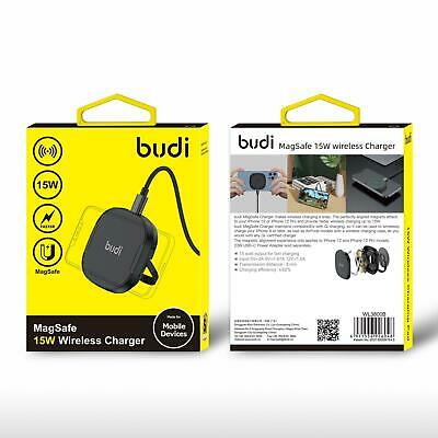 BUDI MagSafe 15W Wireless Charger - شاحن ماج سيف مغناطيسي و يعمل بالتحريض اللاسلكي