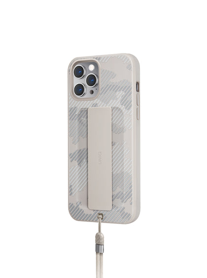 Uniq Iphone 12/12 Pro Hybrid Heldro Designer Edition Case / Cover  - Ivory Camo - كفر حماية مع قبضه من شركة يونيك