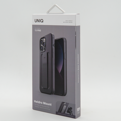 Uniq Iphone 13 Pro Hybrid Heldro Mount case / cover - GRAPHITE (GRAPHITE) - كفر حماية مع قبضه مغناطيسيه من شركة يونيك
