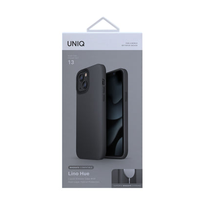 Uniq Iphone 13 Hybrid Lino Hue Mobile Cover / Case  with Magsafe Compatibility - CHARCOAL (GREY) -