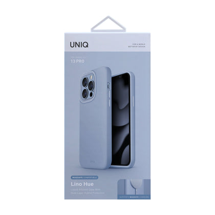 Uniq Iphone 13 Pro Hybrid Lino Hue Mobile Cover / Case  with Magsafe Compatibility - ARCTIC BLUE) - كفر سليكون مع مق سيف من شركة يونيك
