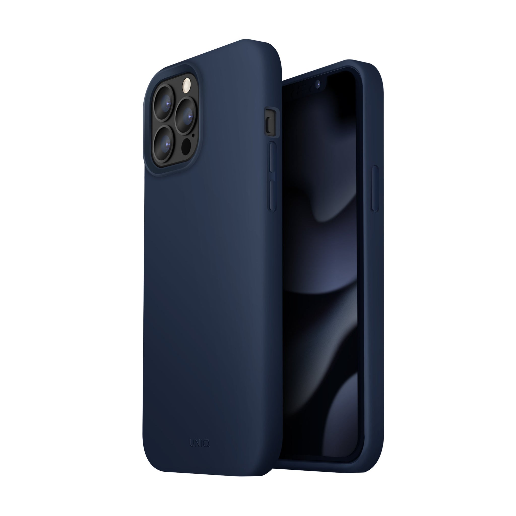 Uniq Iphone 13 Pro Max Hybrid Lino Mobile Cover / Case - MARINE (BLUE) - كفر سليكون من شركة يونيك