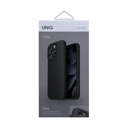 Uniq Iphone 13 Pro Lino Mobile Cover / Case  - INK (BLACK) - كفر سليكون من شركة يونيك