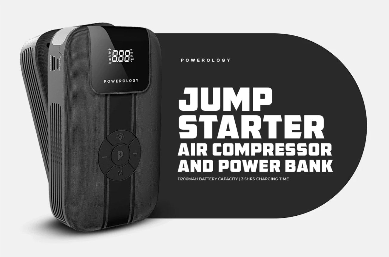 Powerology Jump Starter with Air Compressor and Power Bank