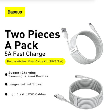 BASEUS 40W 1.5meter USB to Type C Data cable kit  2PCS/SET