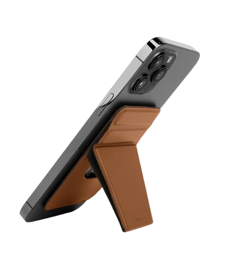 Uniq Lyft Slim Magnetic Phone Stand / Grip and Card Holder Case - Brown