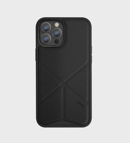 Uniq Iphone 13 Pro Max Hybrid Transforma Mobile Cover / Case  with Magsafe Compatibility - EBONY (BLACK) - كفر حماية مع ستاند و مق سيف من شركة يونيك
