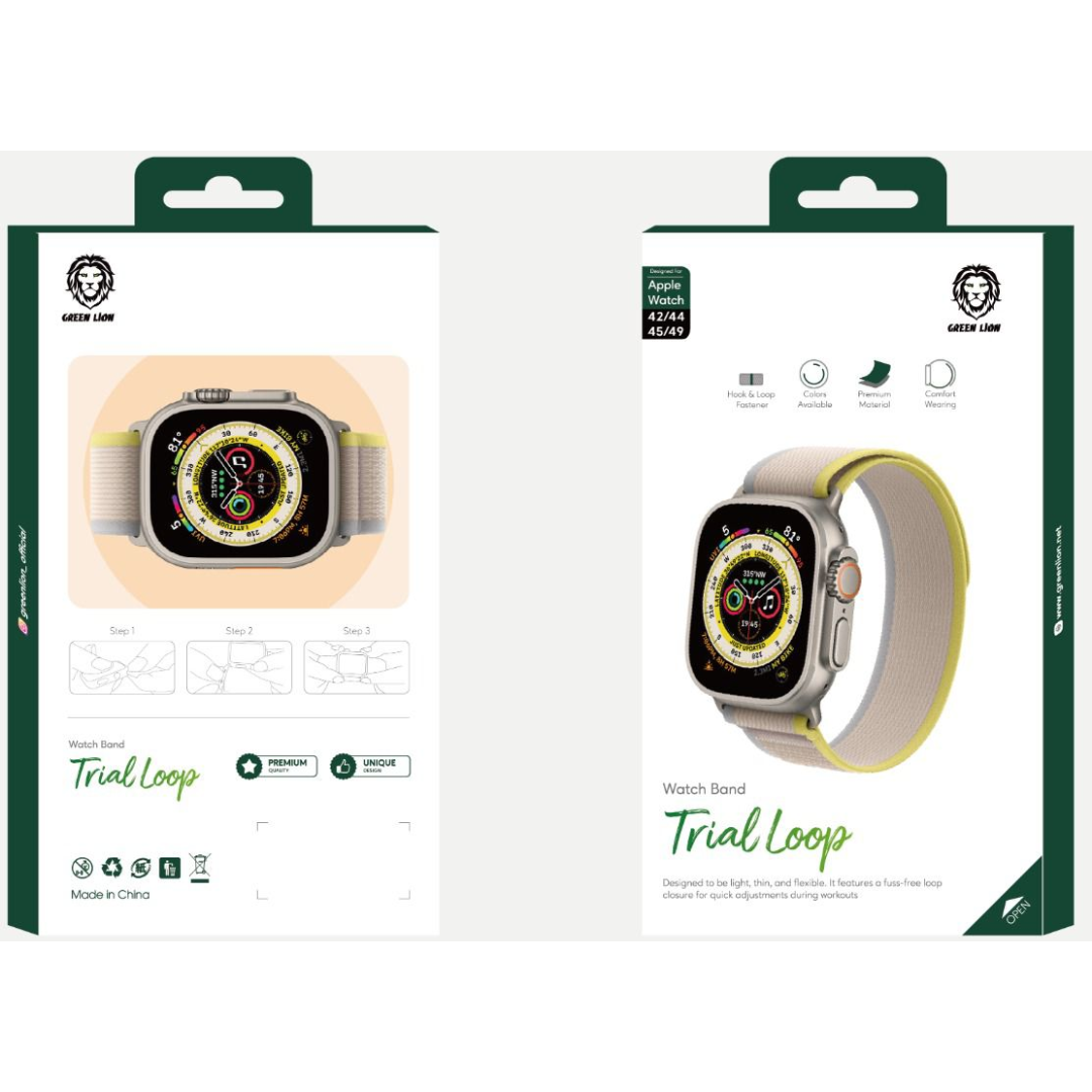 Green Lion Trial loop watch strap for Apple watch 42/44/45/49 ( Yellow/Grey )