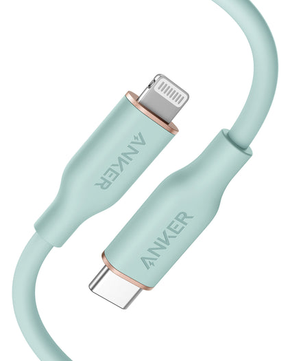 Anker PowerLine III Flow USB-C to Lightning Cable (3ft/0.9m) – Mint Green (A8662H61)