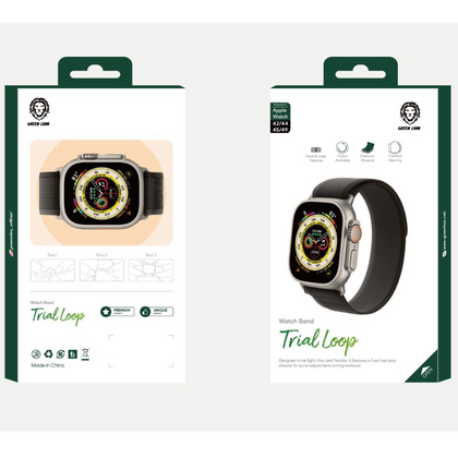 Green Lion Trial loop watch strap for Apple watch 42/44/45/49 ( Black/Grey )